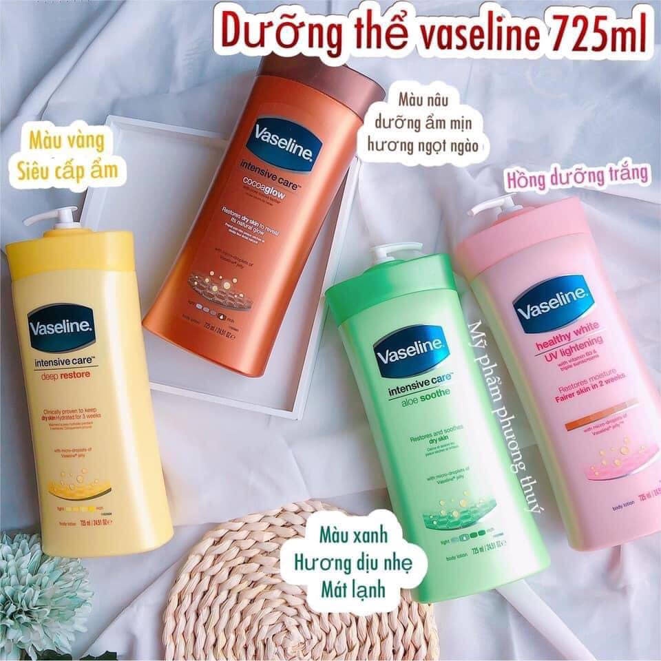 Sữa Dưỡng Thể Vaseline Intensive Care cocoaglow 725ml Mỹ (hồng/nâu/vàng/xanh)