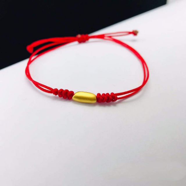 Vòng tay chỉ đỏ hạt gạo 24k