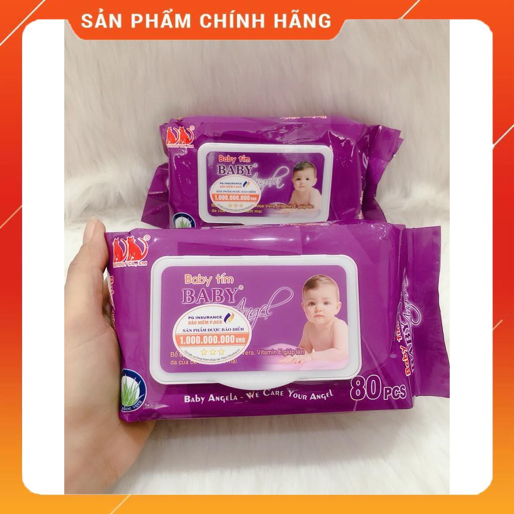 Khăn Ướt Em Bé Baby Angel Tím 80 Miếng