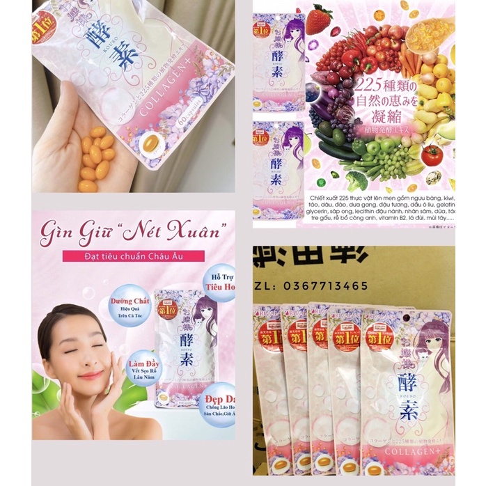 VIÊN UỐNG COLLAGEN TƯƠI CHIẾT XUẤT NHAU THAI HEO VÀ 225 ENZYME THỰC VẬT 30N NHẬT BẢN