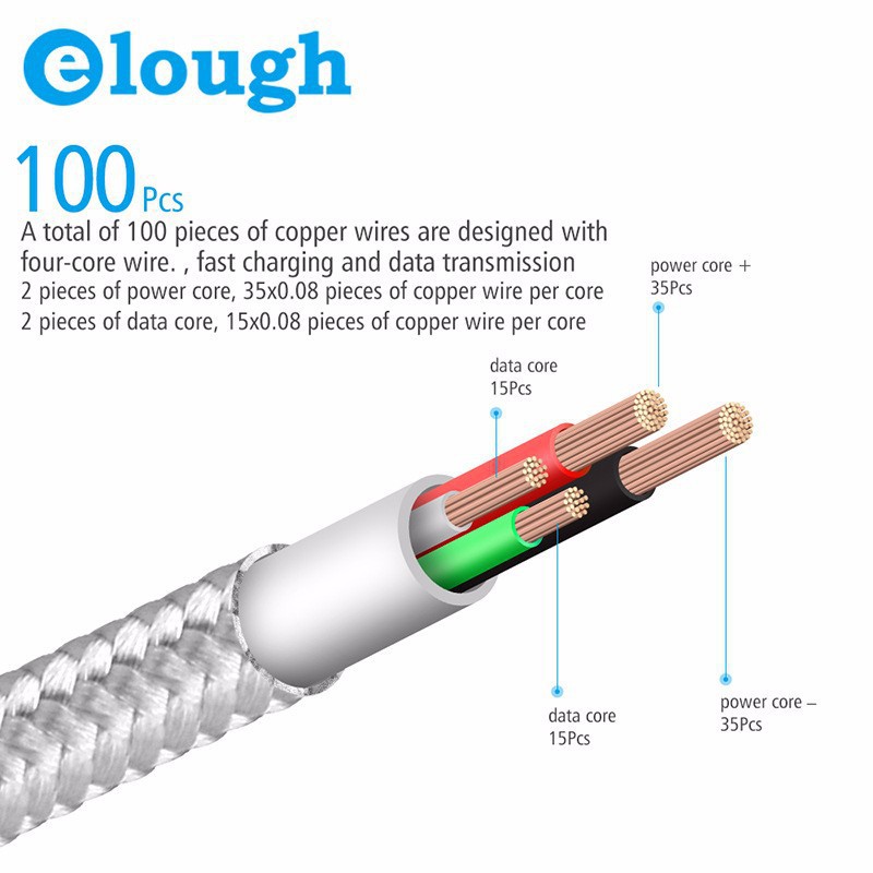 Cáp Sạc Từ MicroUSB Android  Hít Nam Châm Elough