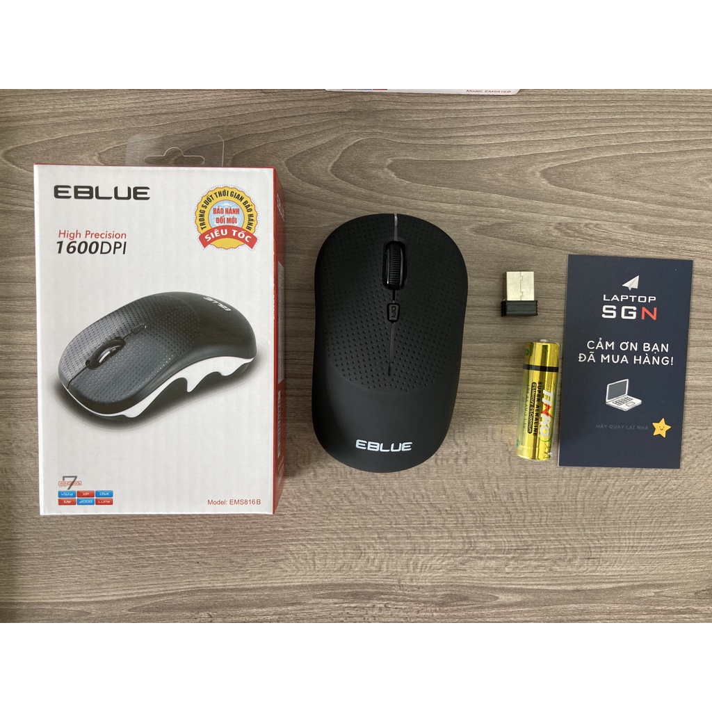 Chuột không dây EBLUE EMS816 Chính hãng, bấm êm, chạy mượt