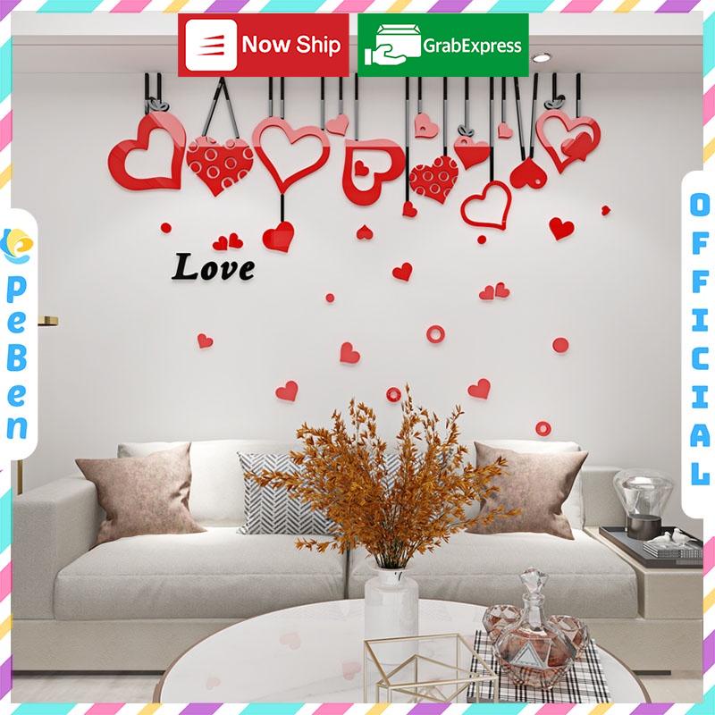 Tranh dán tường mica 3d decor khổ lớn căn phòng tình yêu trang trí phòng khách, phòng ngủ Nhiều Size - EPeBen