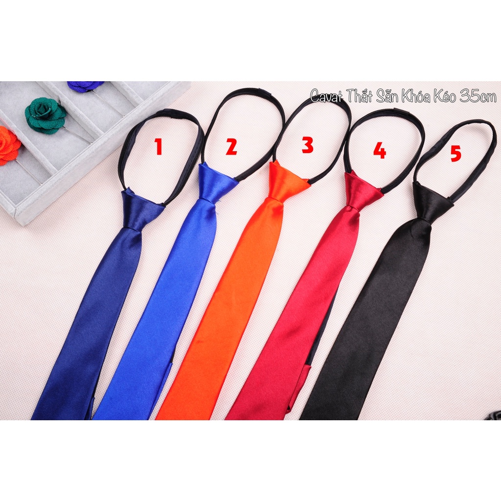 Cavat Thắt Sẵn Bản Nhỏ 5cm  Khoá Kéo Dài 35cm