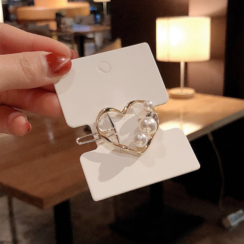 Kẹp tóc đính hạt giả ngọc trai phong cách Hàn Quốc