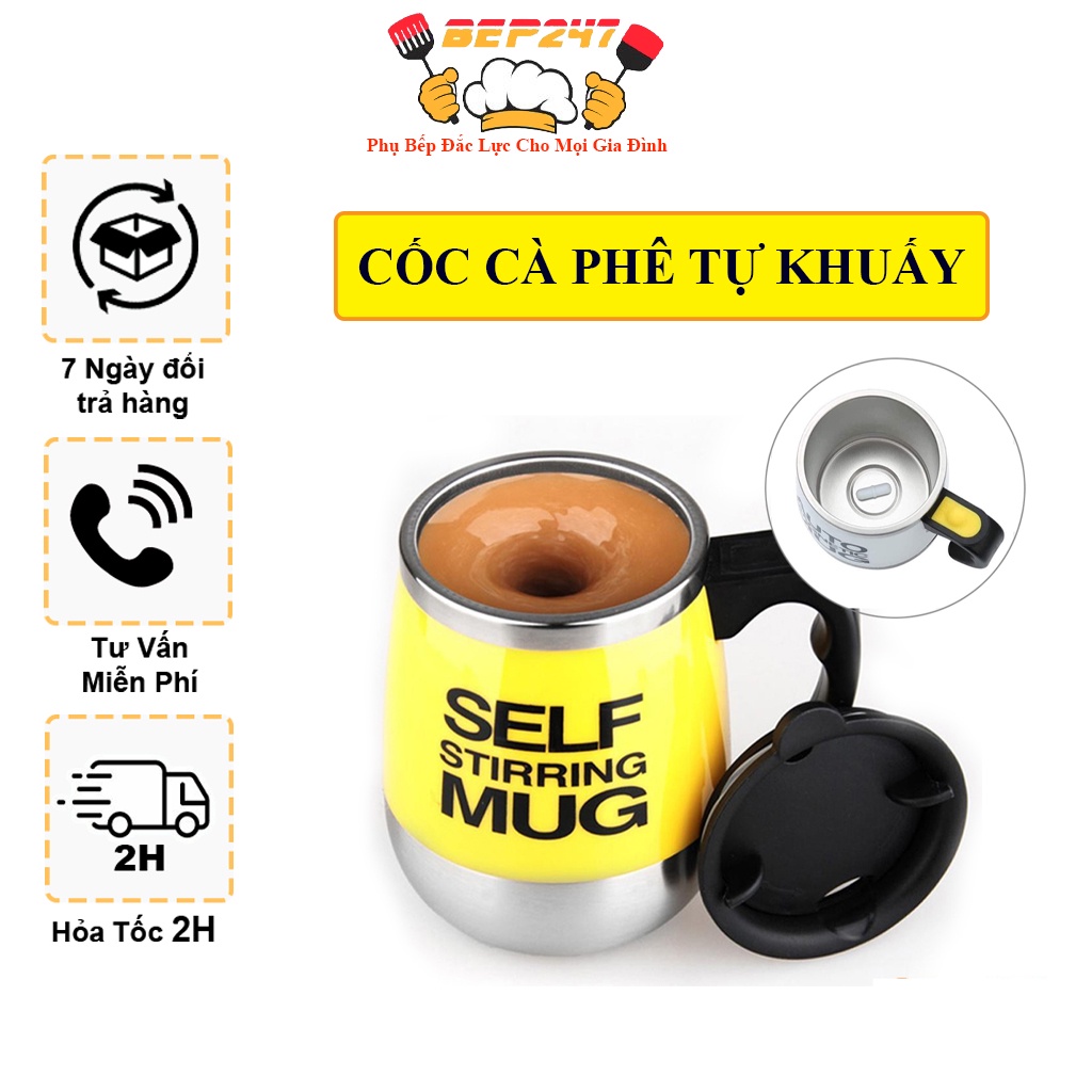 Cốc Tự Khuấy, Ly Cà Phê Lốc Xoáy Đa Năng - Pha Cafe ,Trà, Ngũ Cốc Dễ Dàng - FreeShip toàn quốc