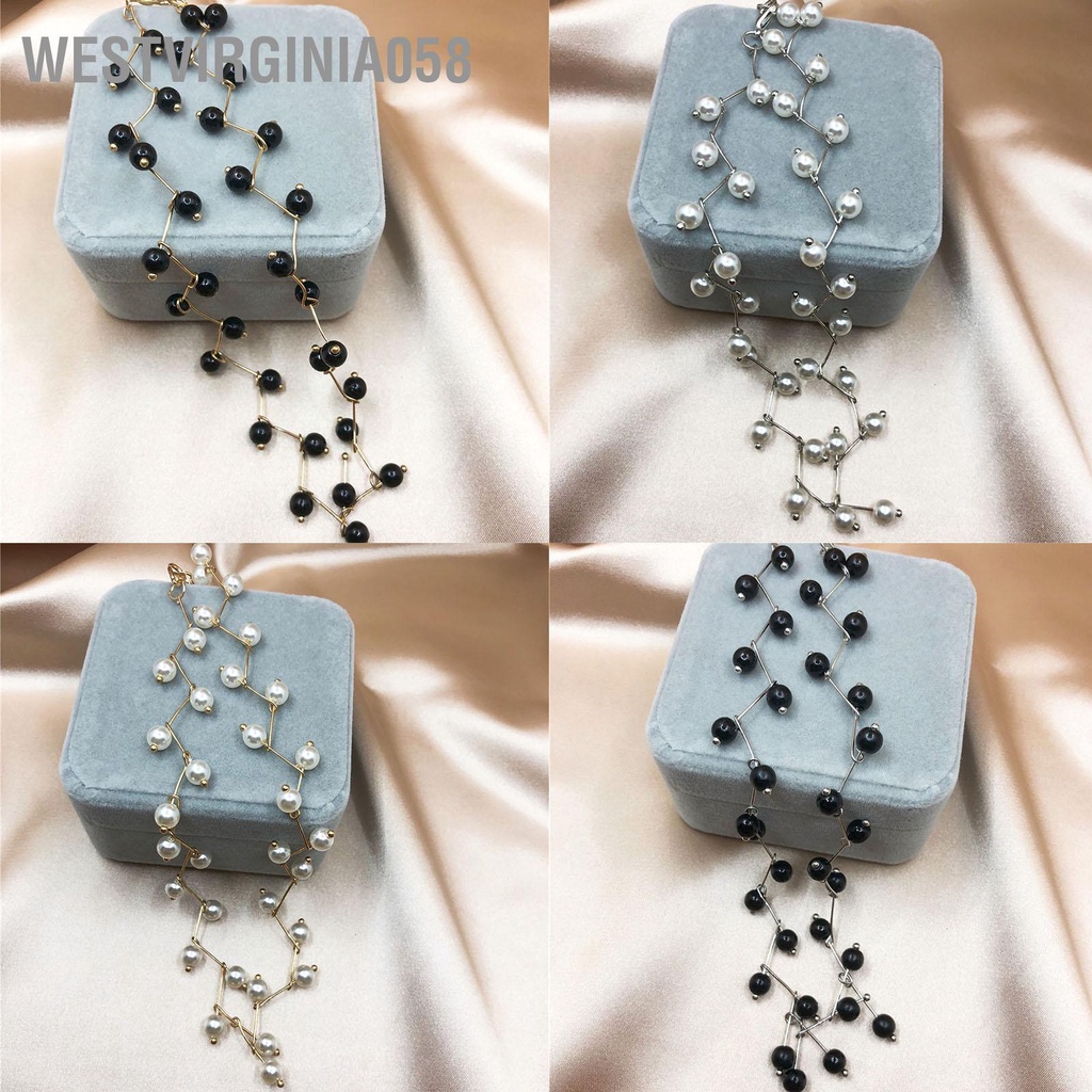 Westvirginia058 Ngọc trai nhân tạo Chuỗi xương đeo cổ Đồ trang sức giả ngọc vòng đòn cho phụ nữ