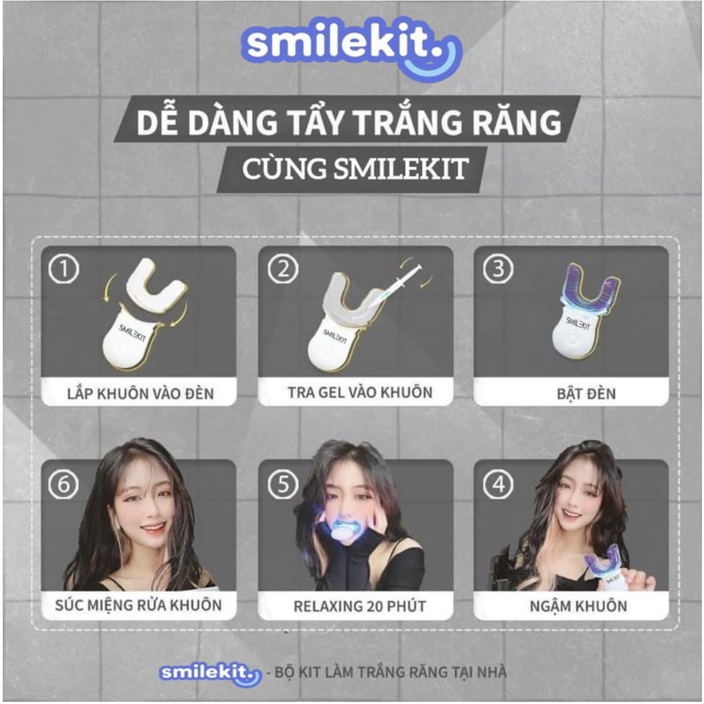 Bộ kit làm trắng răng tại nhà SMILEKIT nhập khẩu, tiêu chuẩn Châu Âu, hiệu quả, tiện lợi.