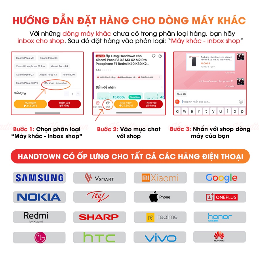 Ốp lưng Silicon Handtown dành cho tất cả các dòng máy Iphone Samsung Oppo Xiaomi Realme Oneplus HTC Redmi LG Sony