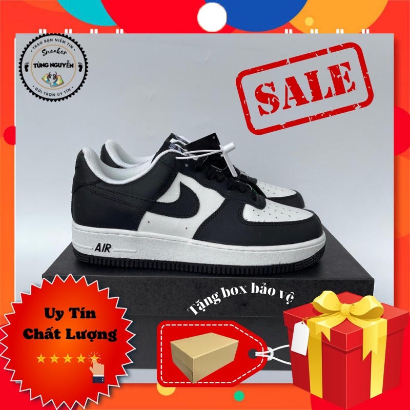 (Ảnh thật + full phụ kiện) Af1 đen trắng hàng cao cấp, giày thể thao sneaker, full phụ kiện đế khâu chỉ đỏ dập mã chìm