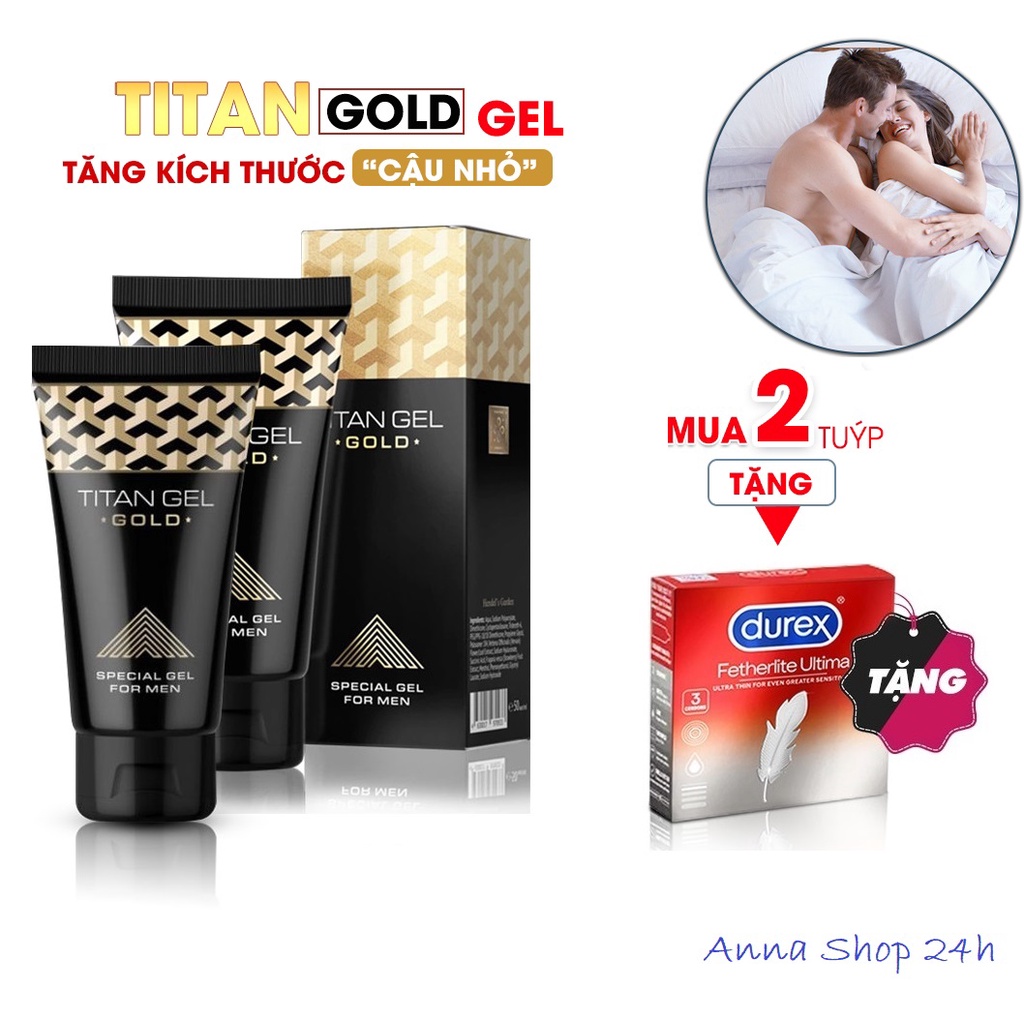 Combo 2Tuýp Gel Titan Gold 50ml - Gel Tăng Kích Thước Dương Vật, Hỗ Trợ Tăng Cường Sinh Lý, Kéo Dài Thời Gian