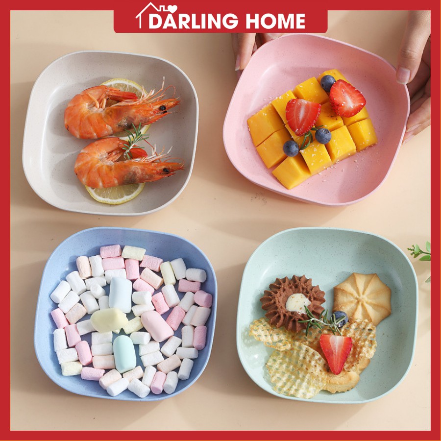 Bộ Chén Dĩa Lúa Mạch Cao Cấp, Dĩa Lúa Mạch set 8 Mon Dễ Thương Darling Home