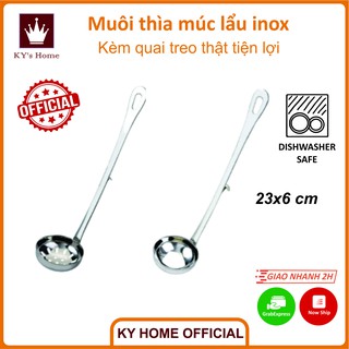 Muôi múc canh, muôi lỗ ăn lẩu inox cao cấp không gỉ kèm móc treo 23x6 cm