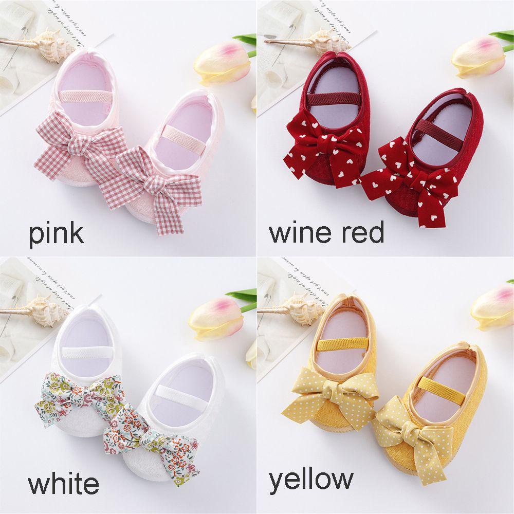 Giày Vải Mềm Đính Nơ In Họa Tiết Xinh Xắn Cho Bé Gái