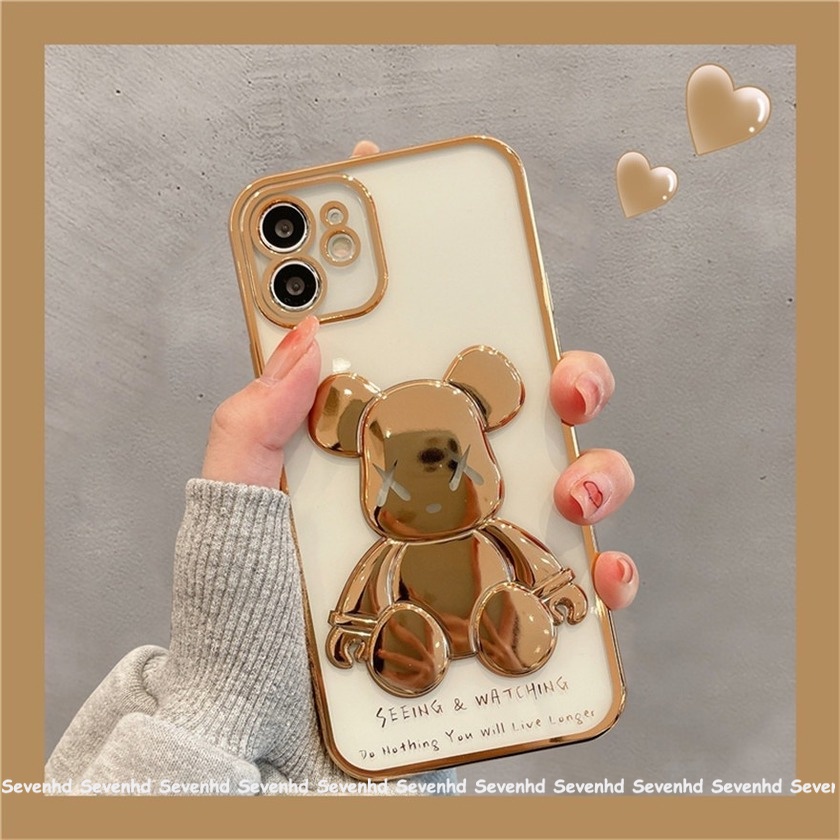Ốp điện thoại mềm trong suốt mạ điện in hình Kaws thích hợp cho iPhone 13 Pro Max 12 11 Pro Max