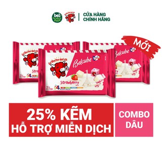 Combo 3 gói Phô Mai Vuông Belcube Vị Dâu 15 viên Hỗ Trợ Hệ Miễn Dịch