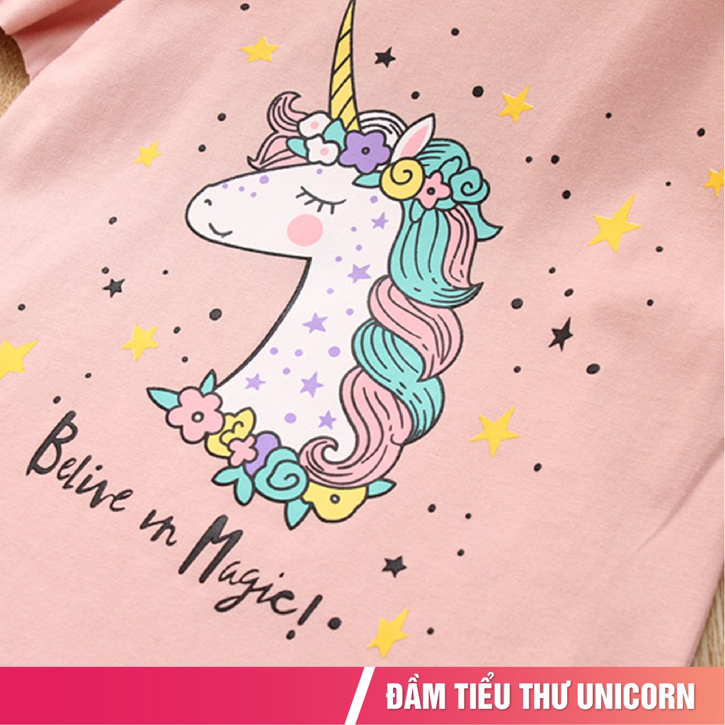 Đầm công chúa cho bé gái 3-9 tuổi áo thun hình Pony dễ thương