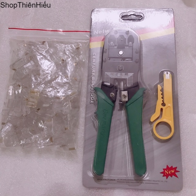 Combo : Kìm Bấm Dây Mạng Và 100 Hạt Mạng RJ 45