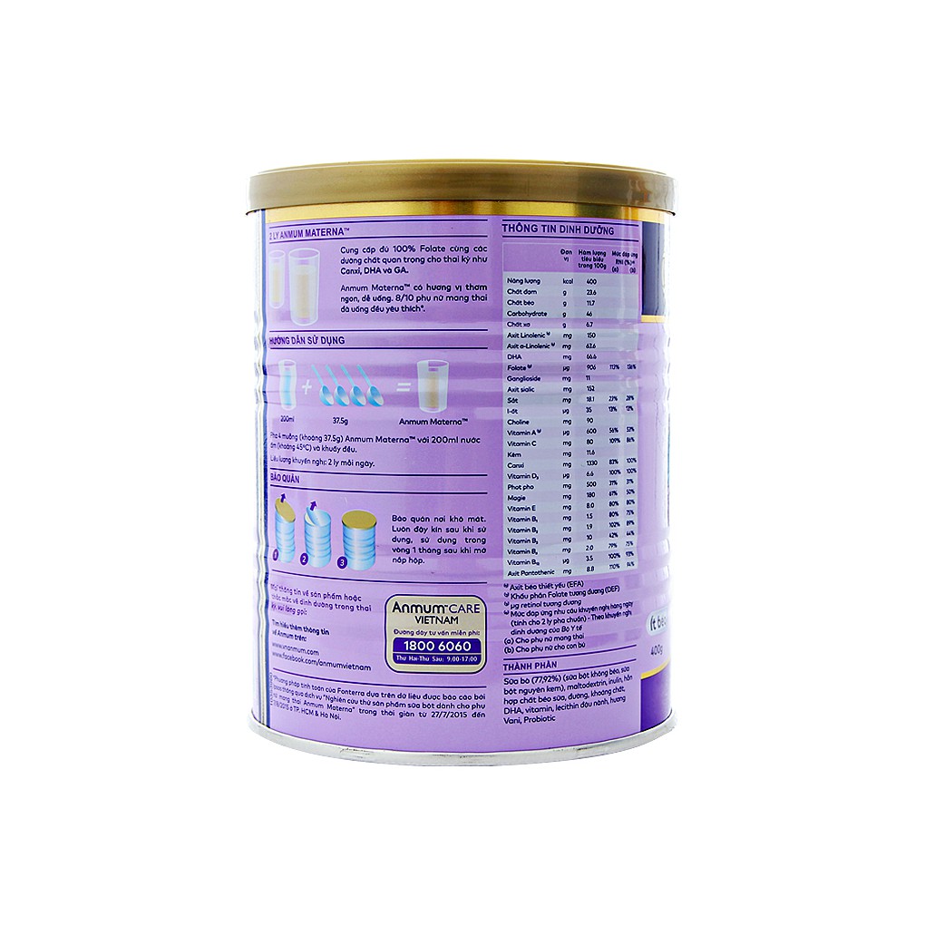 Sữa bột cho mẹ bầu Anmum Materna hương vani - lon 800g - Date 03/2022