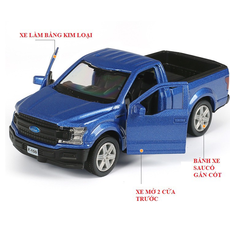 Đồ chơi xe ô tô cảnh sát mini mô hình bán tải Ford F150 tỉ lệ 1:36 bằng kim loại chạy cót