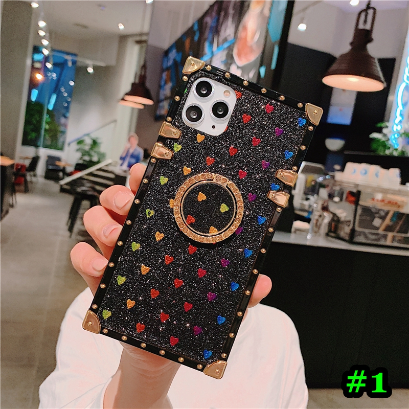 Ốp điện thoại dẻo họa tiết trái tim lấp lánh có nhẫn đỡ cho Samsung Galaxy A21S A71 A51 A20S A10S A81 A21 A31 A91