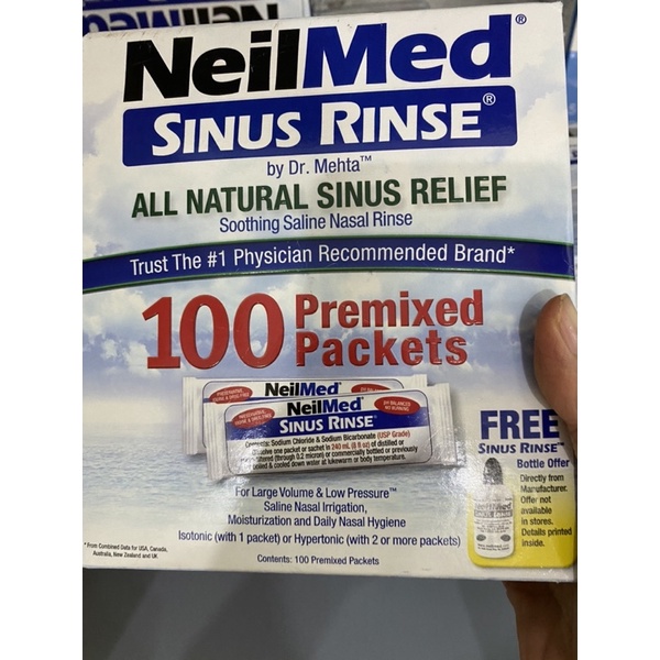 Túi 250 gói muối Neilmed SINUS RINSE rửa mũi xuất xứ Mỹ