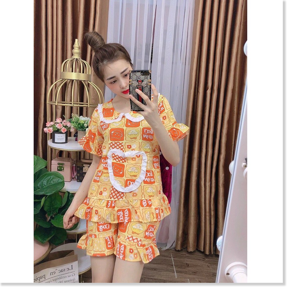 Set bộ tiểu thư mặc nhà Satin ngắn hoạ tiết đẹp , siêu xinh KME STORE