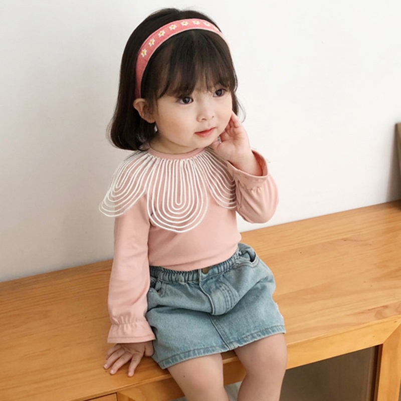 Áo kiểu tay dài cổ rộng in hoa cho bé gái