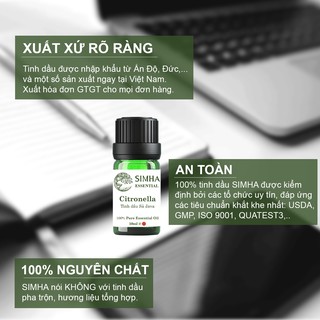 Tinh dầu Sả Java SIMHA khử mùi, chống côn trùng loại 10ml