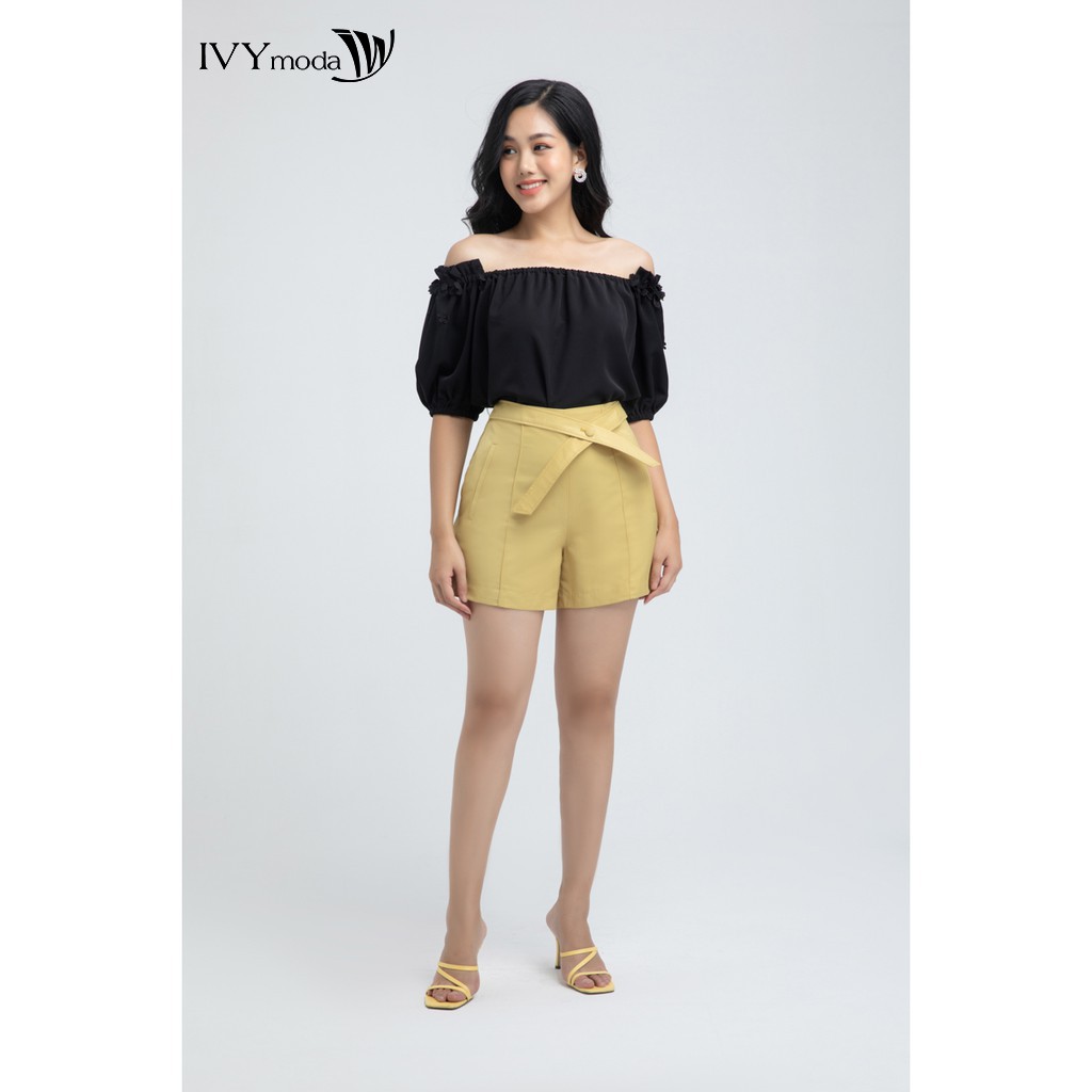 Quần Sooc vải đai kiểu nữ thiết kế IVY moda MS 20B8355