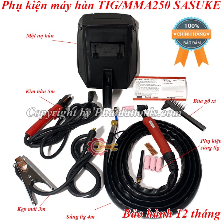 Máy hàn TIG-200A SASUKE-Công nghệ MOSFET Nhật Bản-Máy hàn 1 chức năng chuyên inox-Bảo hành 12 tháng-Đầy đủ phụ kiện