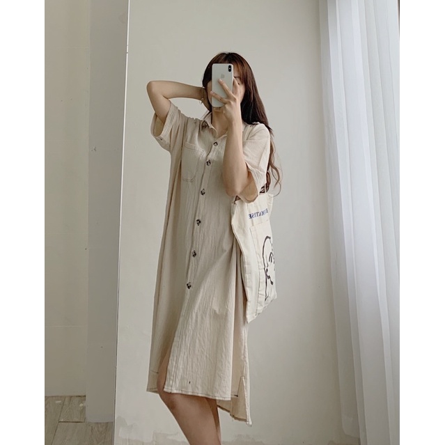 Đầm sơ mi chỉ nổi 532