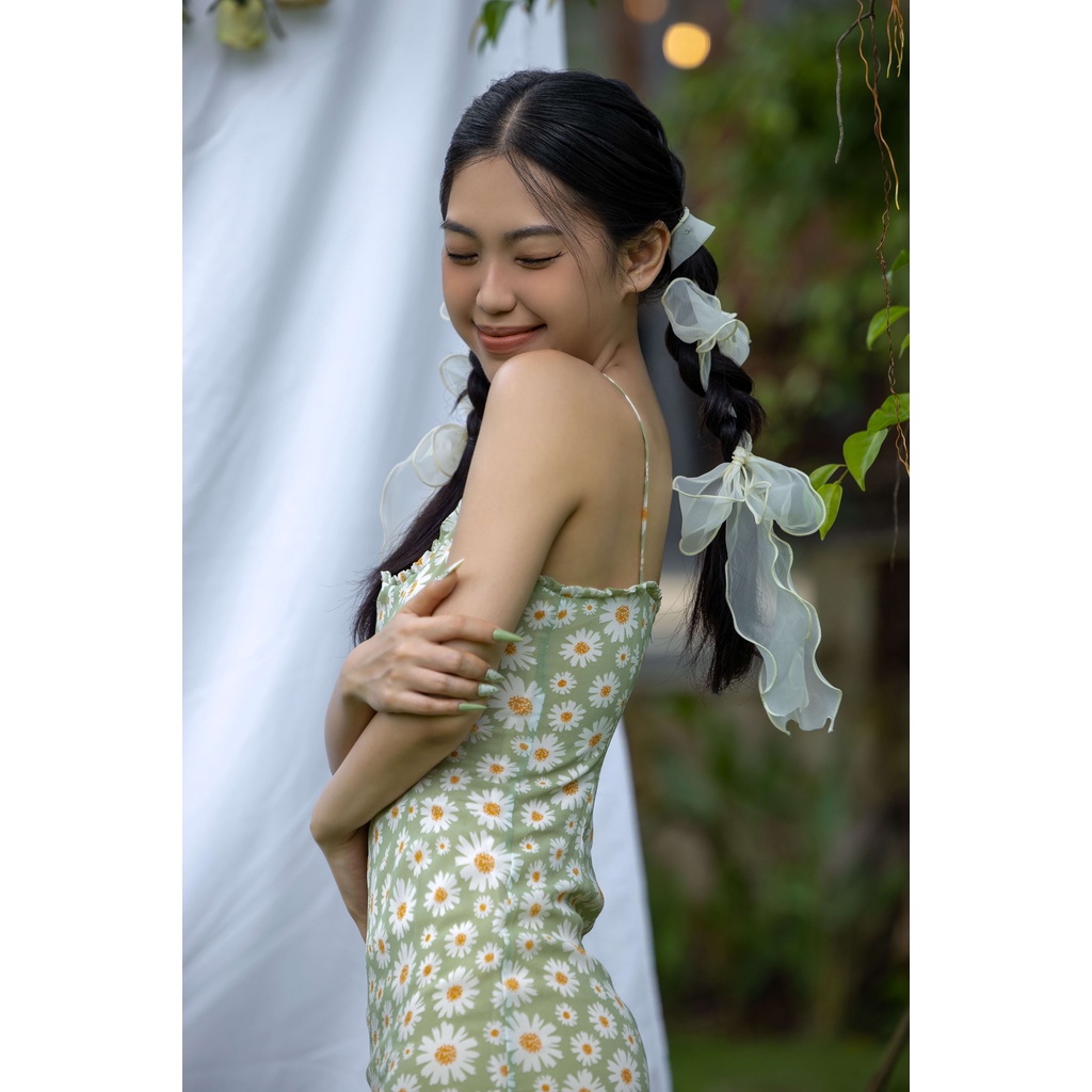 Đầm 2 dây ôm - Green Daisy DRESS - DEPASS