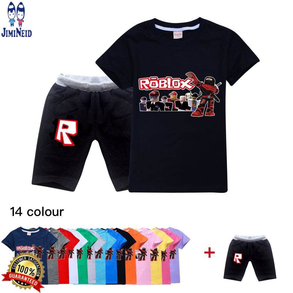 【JD】baby boy ROBLOX clothing fashion round neck Short-sleeved cotton T-shirt + shorts 2-piece set with trend