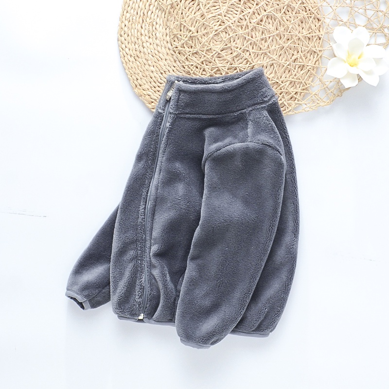 Áo Khoác Cardigan Lông Cừu San Hô Phối Khóa Kéo Thời Trang Thu Đông 2022 Mới Cho Bé