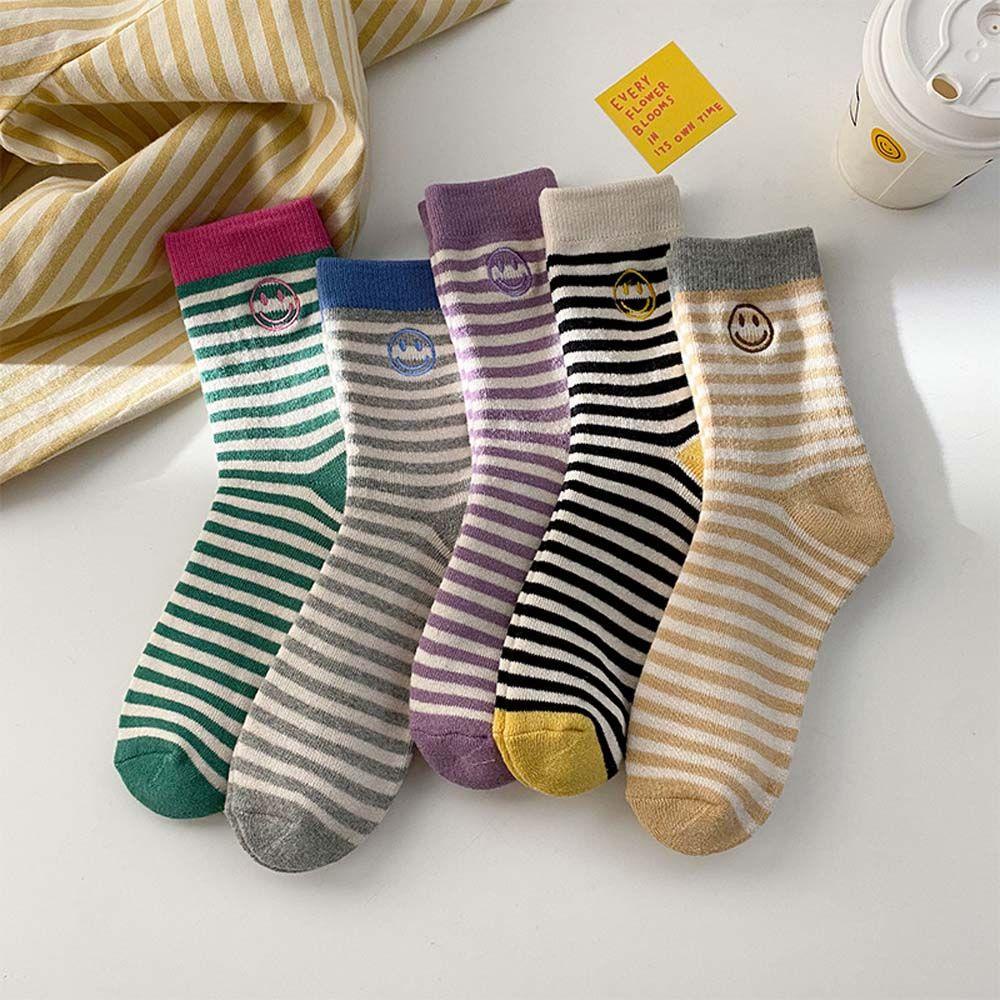 AROMA Vớ Ngủ Vải Cotton Mềm Họa Tiết Kẻ Sọc Thiết Kế Ngọt Ngào Cho Nữ