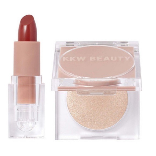 KKW - Set Son, Phấn Bắt Sáng KKW Beauty - Holiday 2019 Lipstick &amp; Highlighter Duo