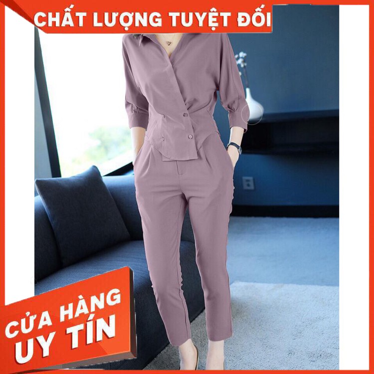 HÀNG CAO CẤP -  Set đồ công sở đính nút eo S270  - Hàng Cao Cấp