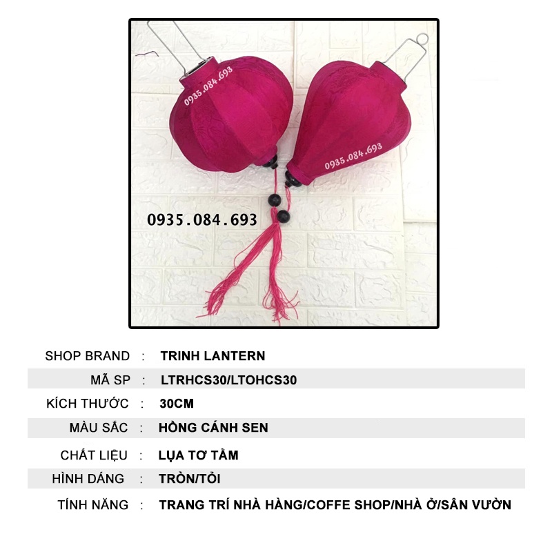 Đèn lồng vải Hội An 30cm trang trí treo ngoài trời chống nước TLLTT30