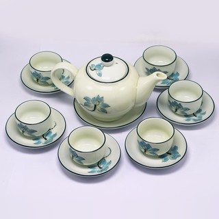 Bộ bình trà (ấm Chén) chữ C vẽ sen xanh