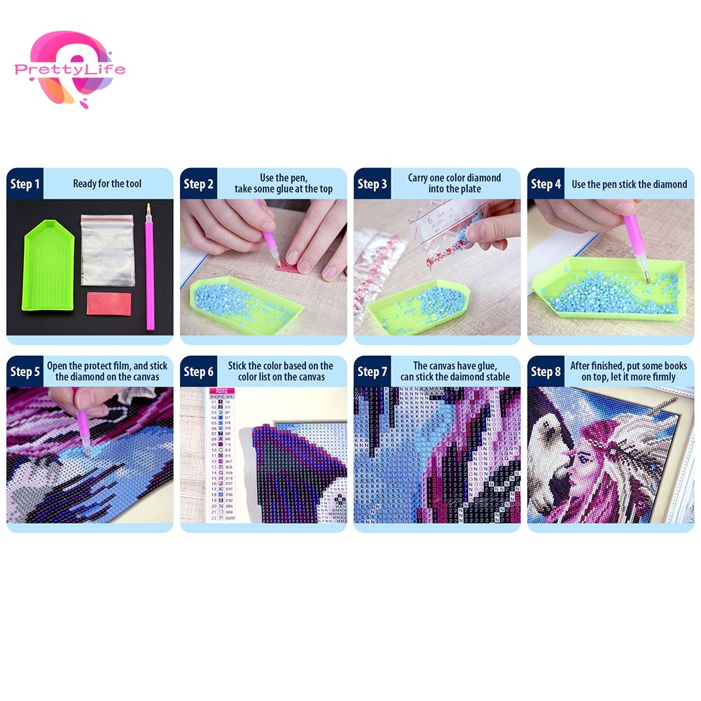 Bộ tranh tự đính đá 5D trang trí nội thất treo tường hình mẹ và bé độc đáo DIY