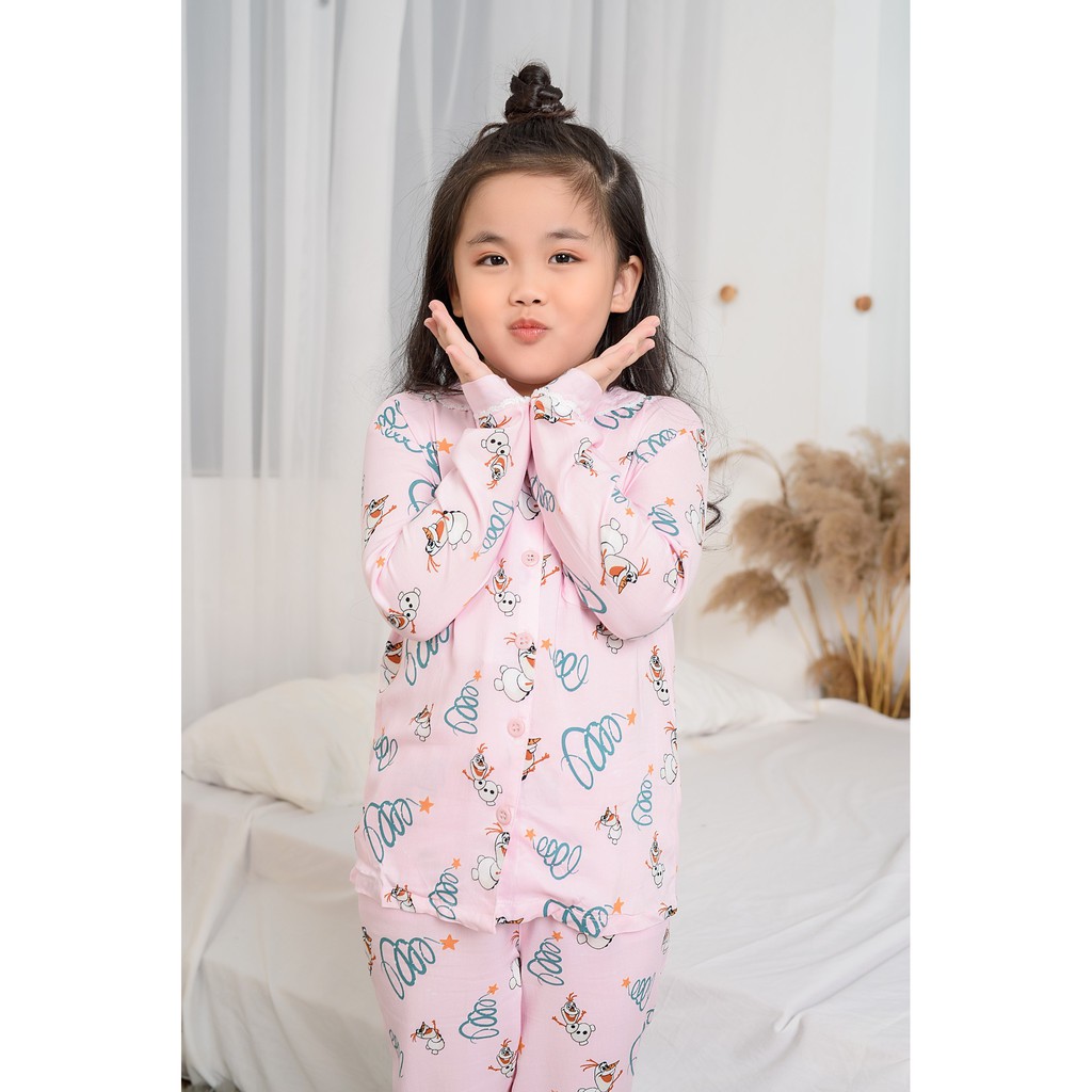 Bộ pijama lanh quần dài, áo dài bé gái B70.2002 - Thời Trang Gia Đình VT