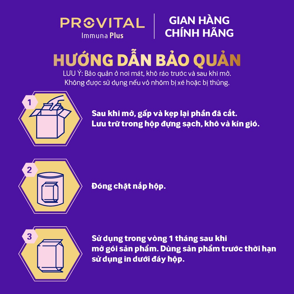 Bộ 3 Hộp sữa Provital Immuna Plus 960G - Giúp tăng cường hệ miễn dịch