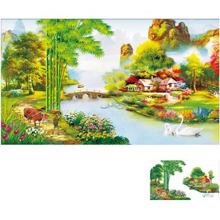 Tranh đính đá Làng Quê Việt Nam KT: 80x50cm