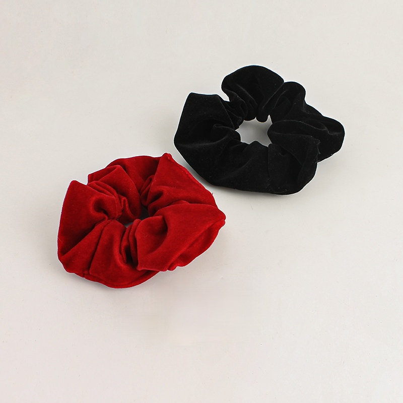 Dây buộc tóc/băng đô cài tóc bằng vải nhung mềm mại màu trơn phong cách vintage dành cho nữ