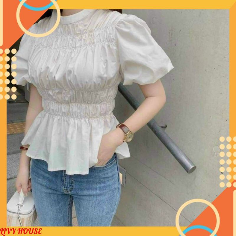 Áo sơ mi nữ ❤ RẺ VÔ ĐỊCH ❤ Thiết kế kiểu hàn quốc chun ngực cộc tay hot hit