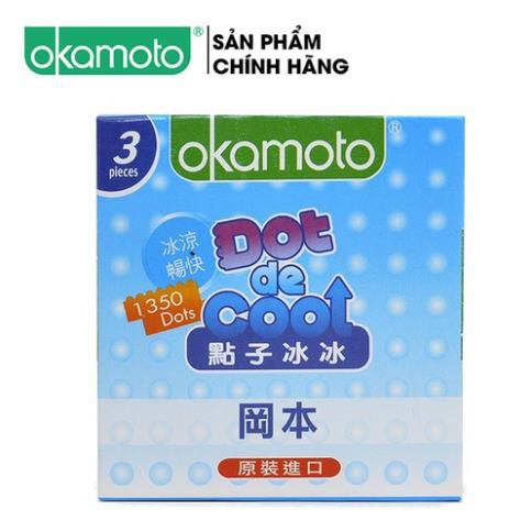 [CHÍNH HÃNG 100%] Bao cao su Okamoto Dot De Cool, Nhật Bản, Gai Lạnh Kéo Dài Thời Gian - Dùng cực mê - Hộp 3 bao 👌