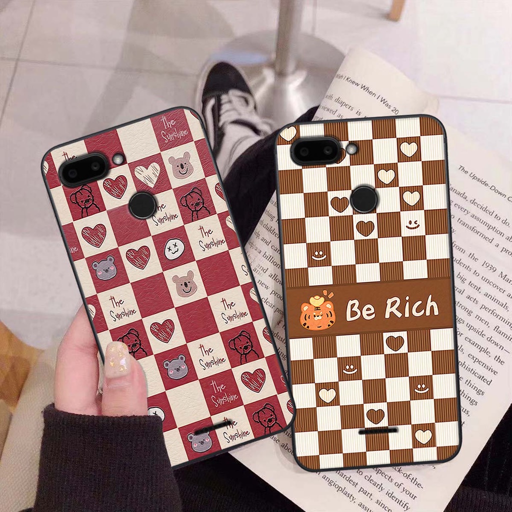 Ốp Xiaomi Redmi 6 gấu Bear rick caro vuông thời trang siêu đẹp