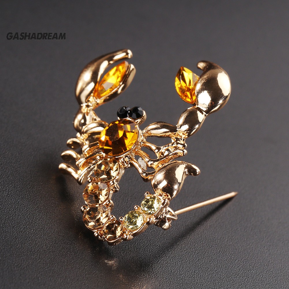 ♉GD Women Fashion Animal Scorpion Crystal Rhinestone Scarf Brooch Pin Party Jewelry