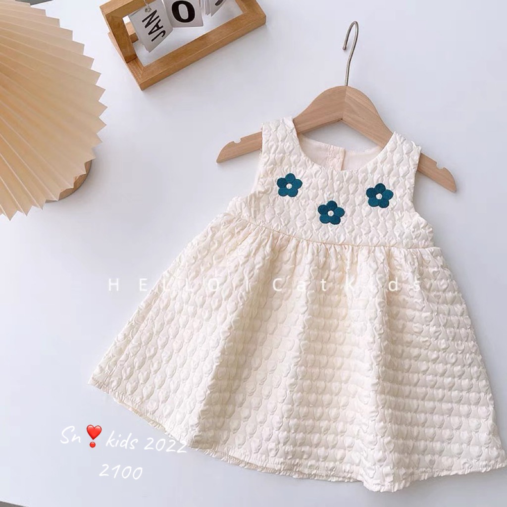 Váy thu đông cho bé gái, set váy xốp thêu 3 bông hoa kèm áo zip xanh chất siêu đẹp cho bé